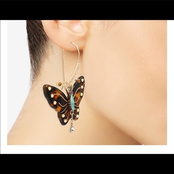 Betsey Johnson butterfly hook earrings - Picture 1 of 4